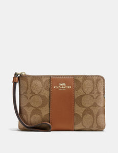 Coach Corner Zip-Wristlet In Signature Canvas