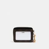 Coach || Zip Card Case in Brown Black