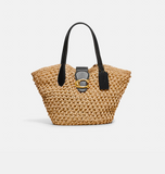 Coach Small Tote in Straw and Smooth Leather