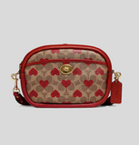 Coach Camera Bag In Signature Canvas With Heart Print
