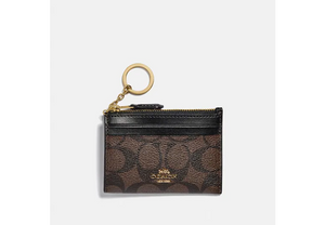 Coach || Mini Skinny ID Case In Signature Canvas in Brown Black